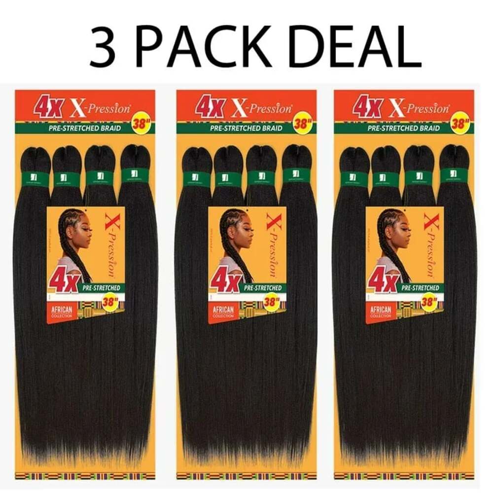 X-Pression 4X Pre-Stretched Braid 38" African Collection 3 Pack Deal